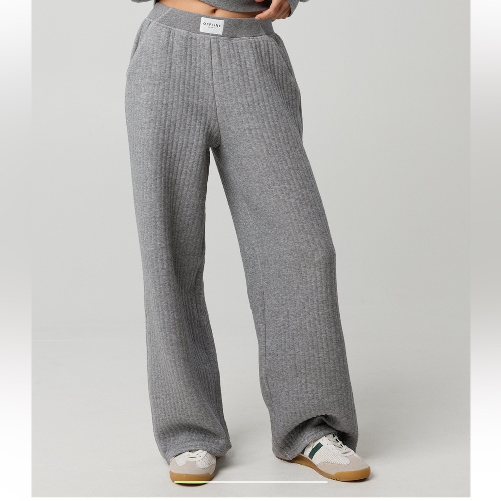 Aerie Black Wide-Leg Trousers